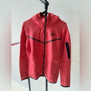 Red Nike Tech Fleece Zip Up Hoodie